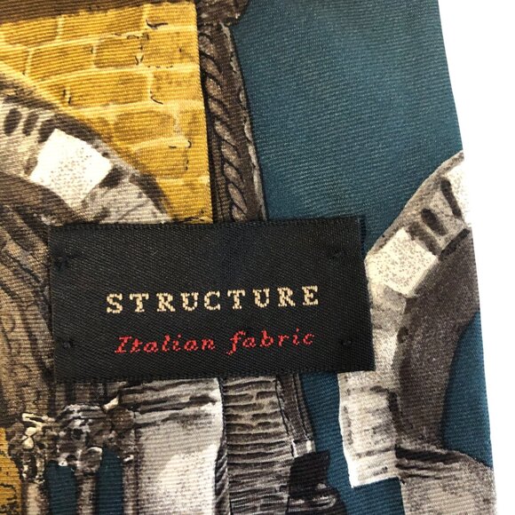 Structure Italian Silk Tie Architectural Print Mens Necktie Office Formal Gift - Picture 5 of 7
